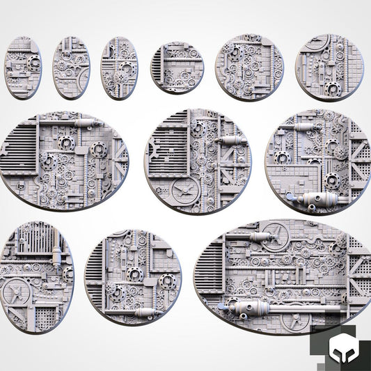 Scenic Steam Punk Round Miniature Bases with Magnet Holes