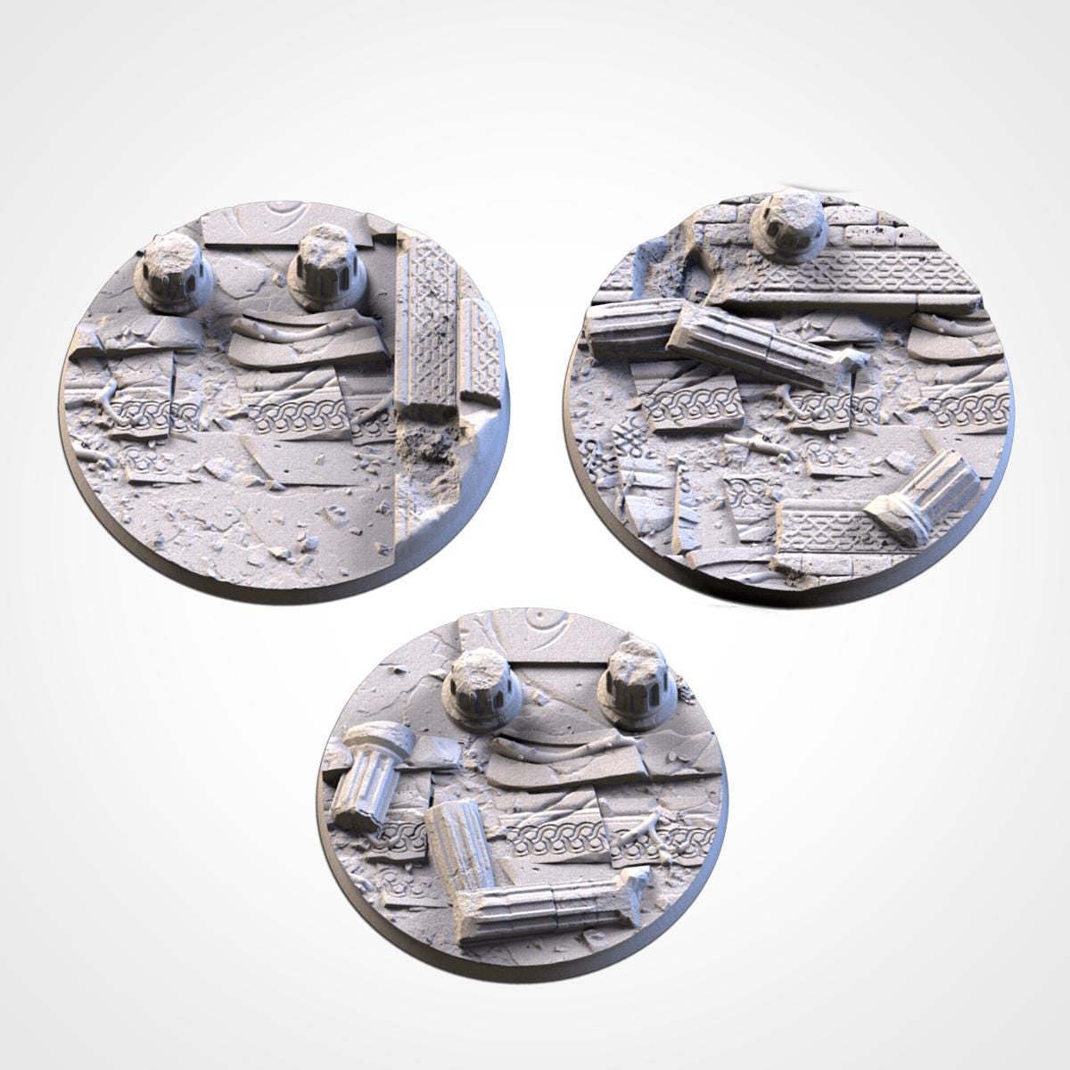 Scenic Ancestral Ruins Round Miniature Bases with Magnet Holes