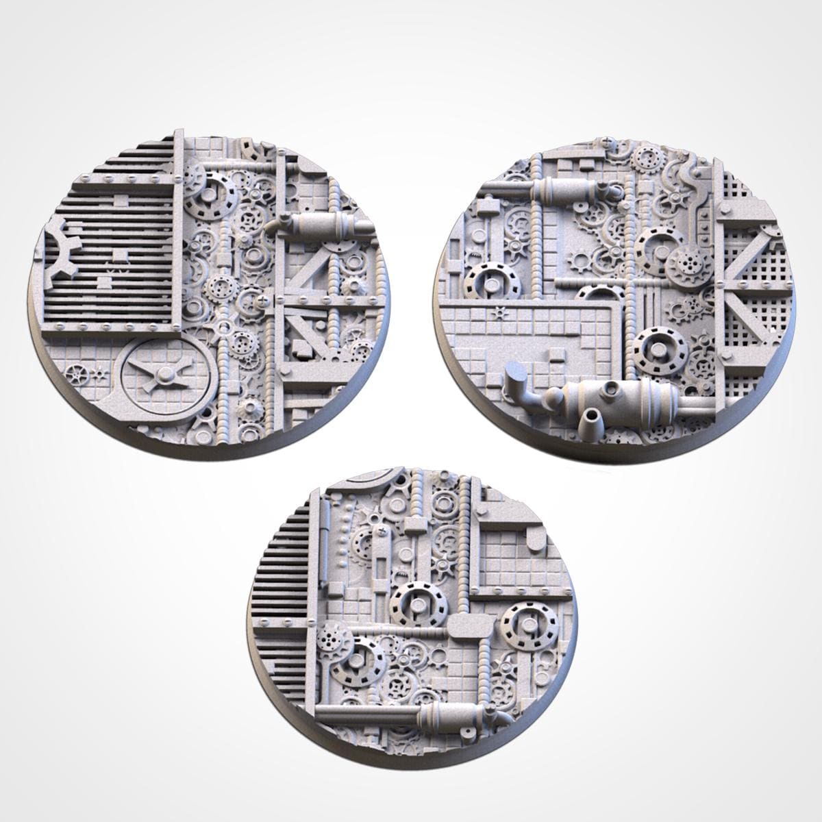 Scenic Steam Punk Round Miniature Bases with Magnet Holes