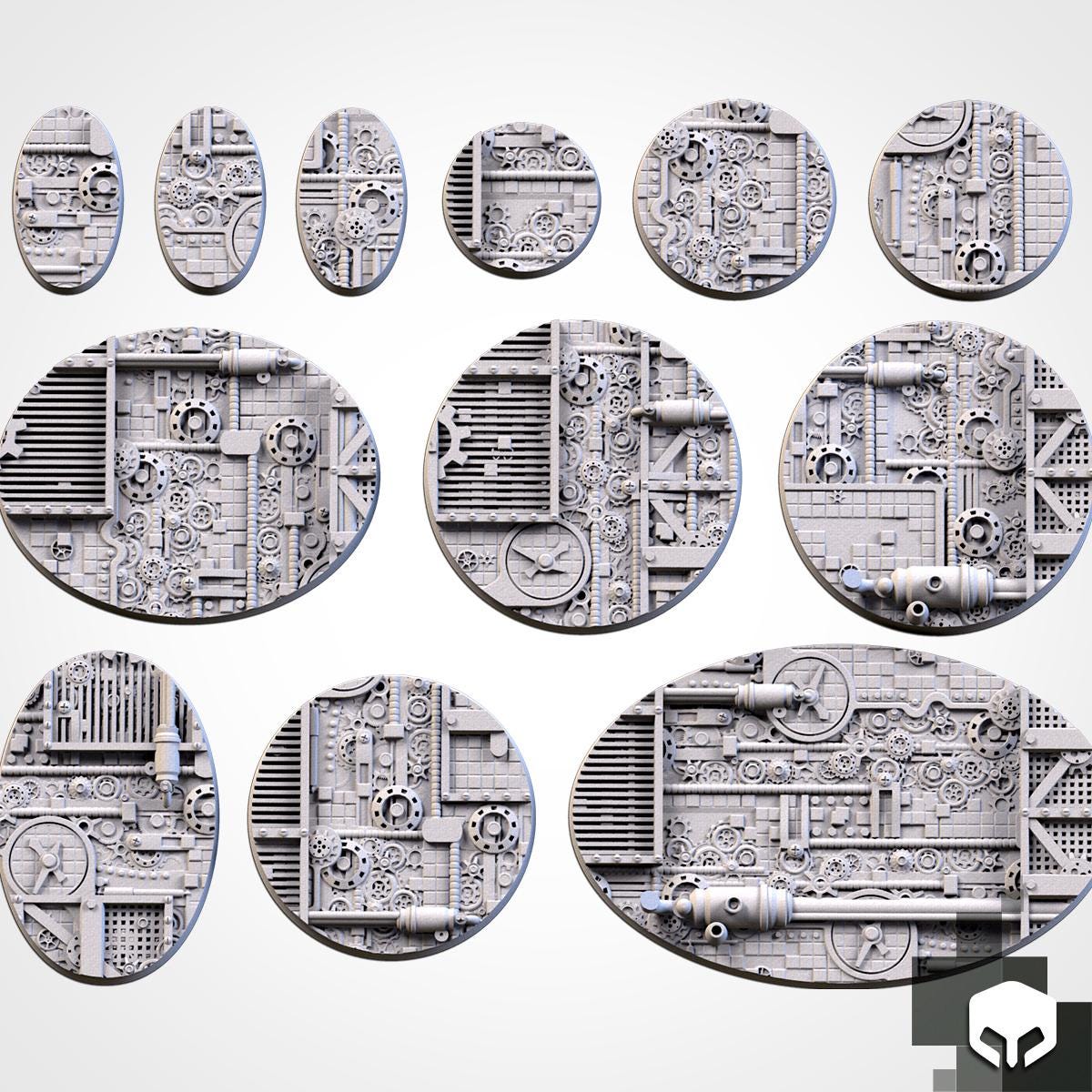 Scenic Steam Punk Round Miniature Bases with Magnet Holes