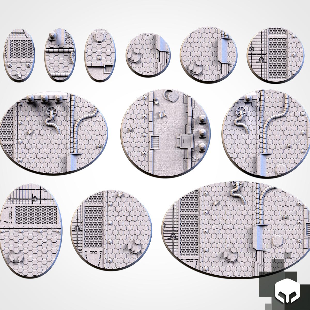 Scenic City Sci-fi Round Miniature Bases with Magnet Holes