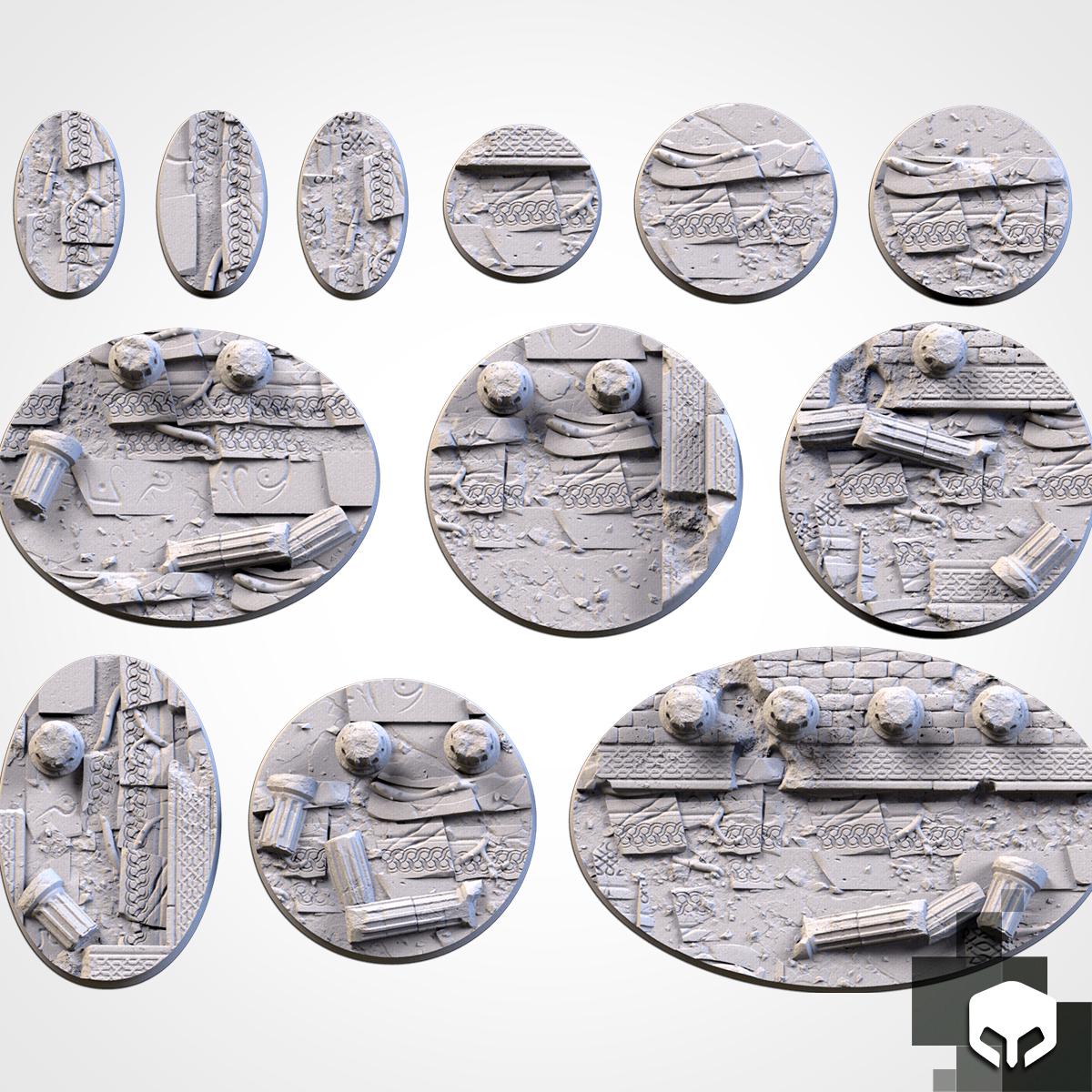 Scenic Ancestral Ruins Round Miniature Bases with Magnet Holes