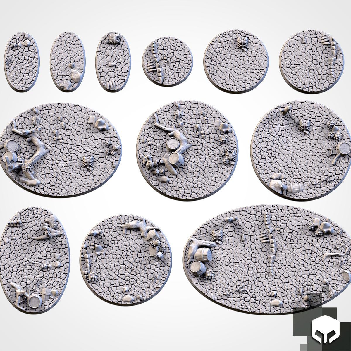 Scenic Desert Round Miniature Bases with Magnet Holes
