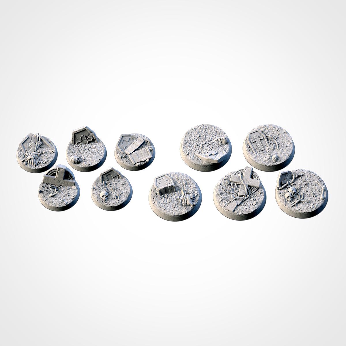 Scenic Graveyard Round Miniature Bases with Magnet Holes